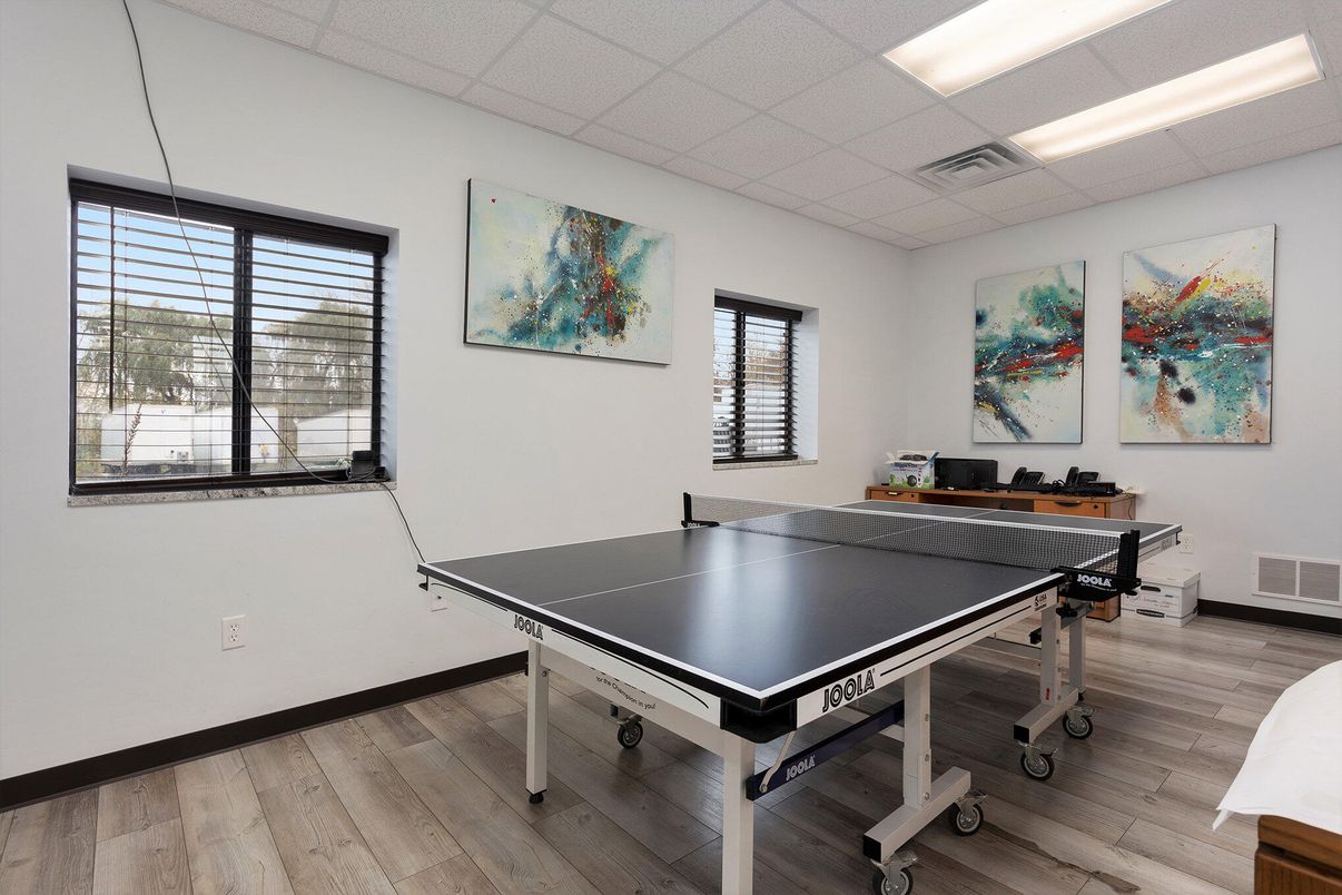 Game Room, Interior, Recessed Lighting, Wood Texture Flooring
