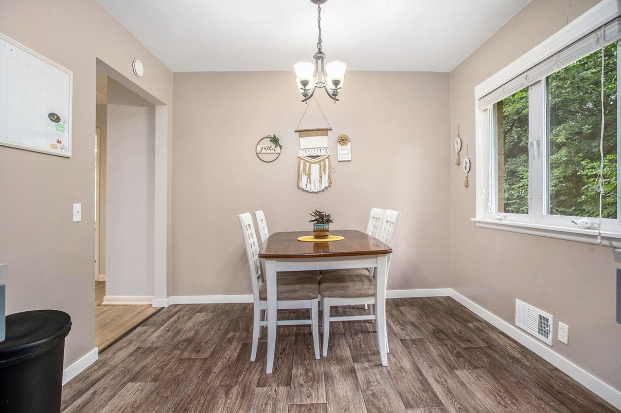 Chandelier, Dining room, Interior, Pendant Lights, Wood Texture Flooring