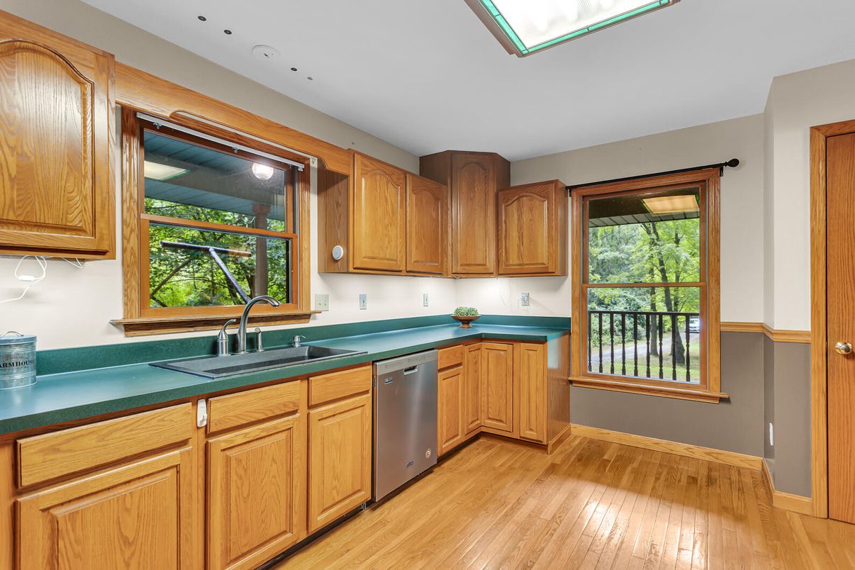 Interior, Kitchen, Recessed Lighting, Wood Texture Flooring