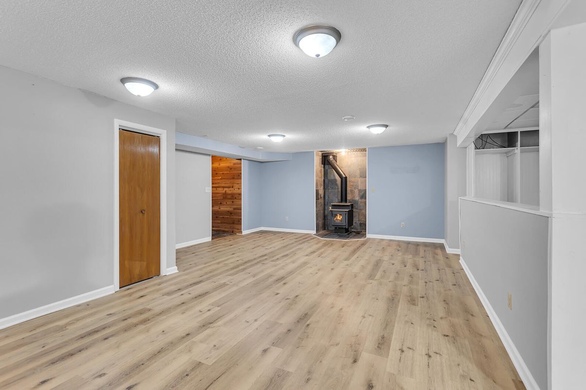 Empty room, Fireplace, Interior, Wood Texture Flooring, Wooden Walls