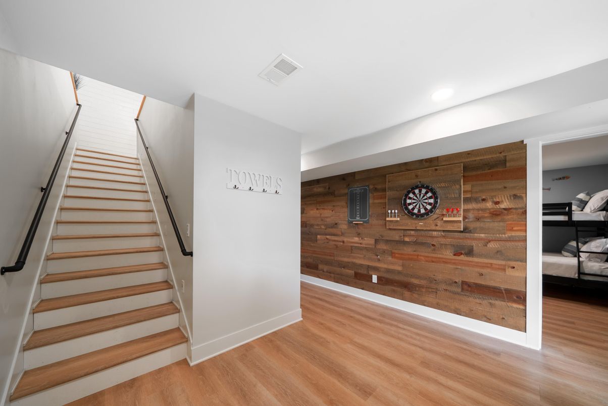 Interior, Recessed Lighting, Wood Texture Flooring, Wooden Walls