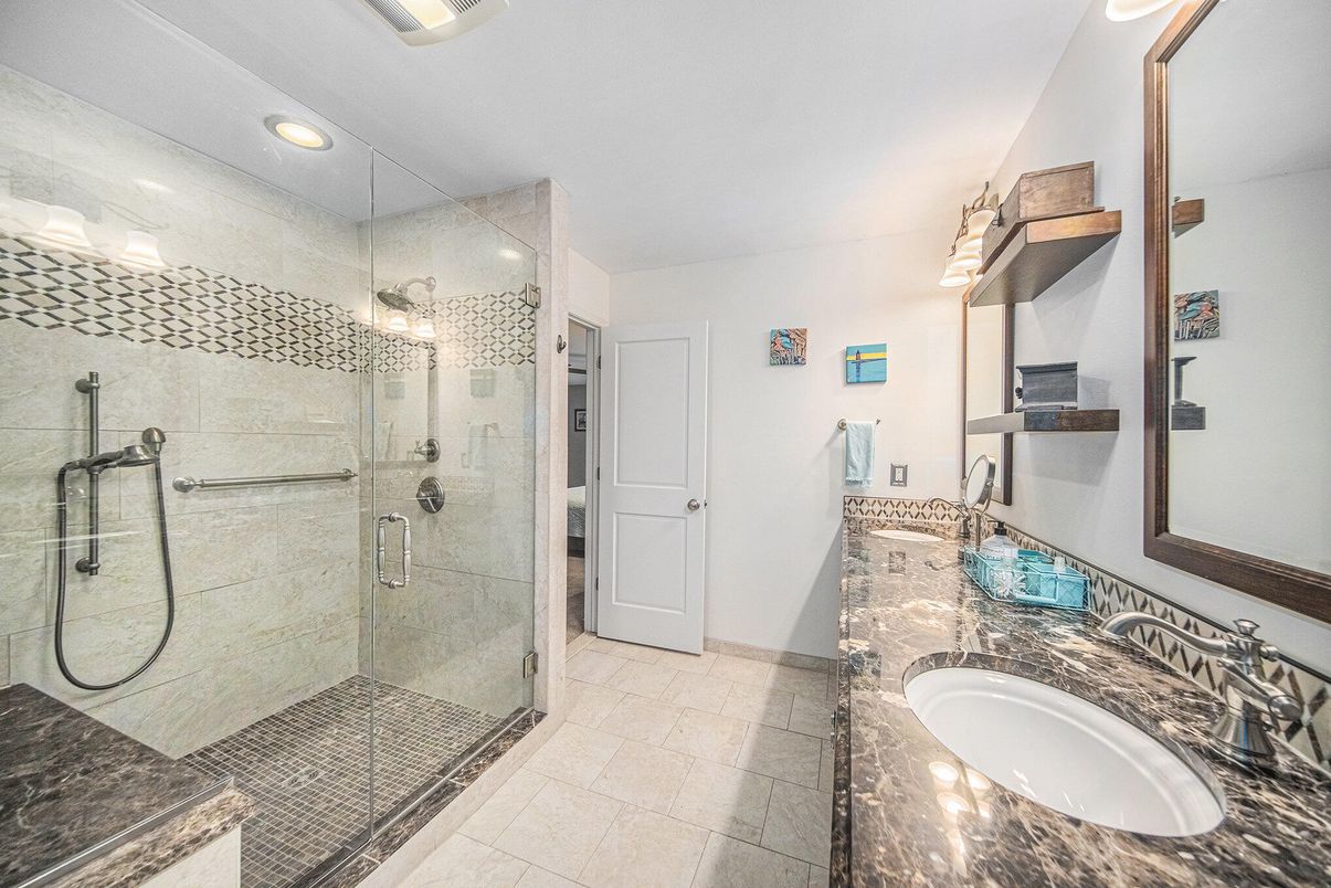 Bathroom, Dual Sink Vanities, Glass Shower, Interior, Recessed Lighting