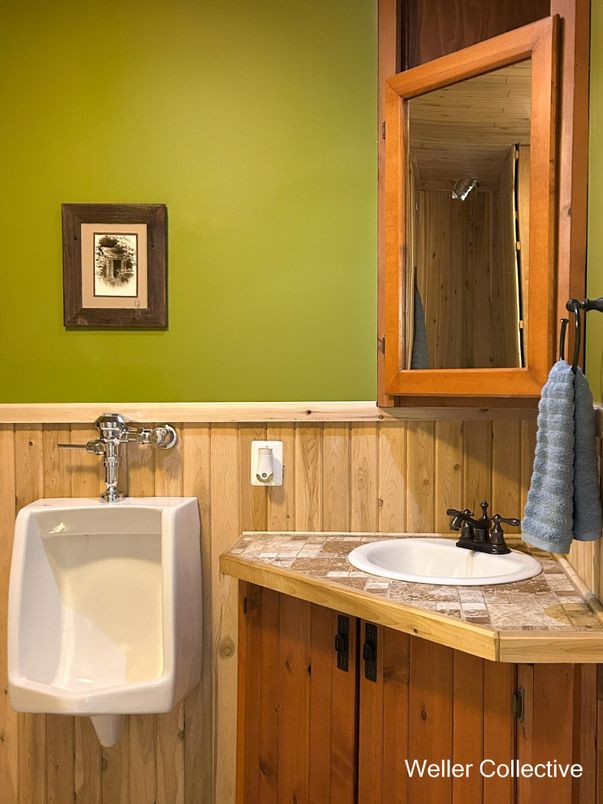 Bathroom, Interior, Tile Countertops, Wooden Walls