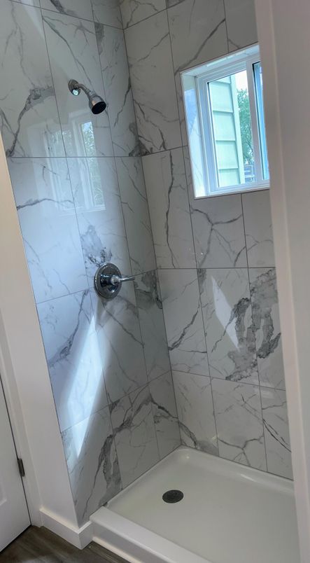 Bathroom, Glass Shower, Interior, Marble Walls