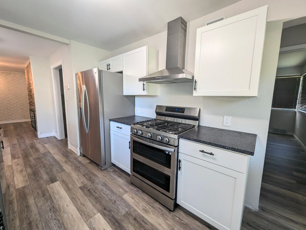 Interior, Kitchen, Stainless Steel Appliances, Wood Texture Flooring