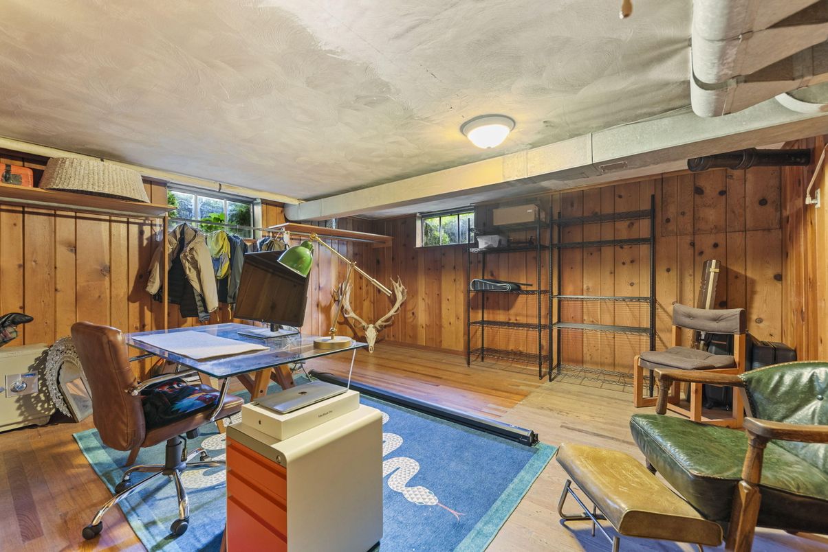 Home Office, Interior, Wood Texture Flooring, Wooden Walls