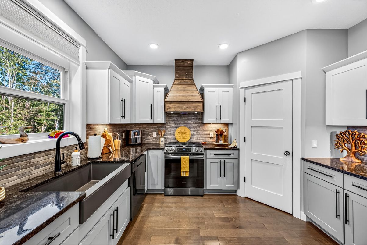 Interior, Kitchen, Recessed Lighting, Wood Texture Flooring