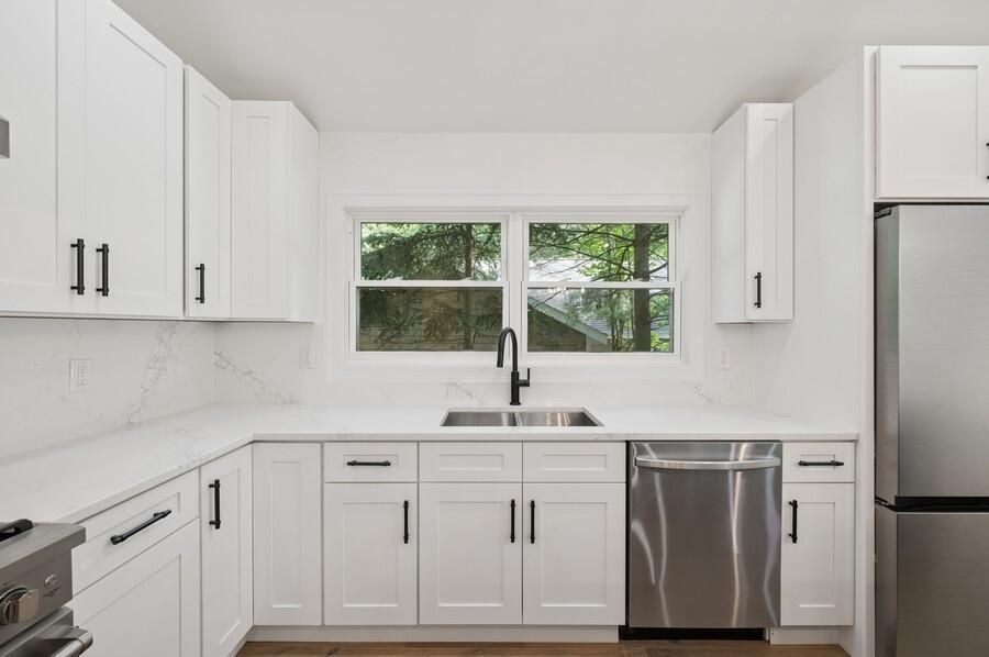 Interior, Kitchen, Stainless Steel Appliances, Wood Texture Flooring