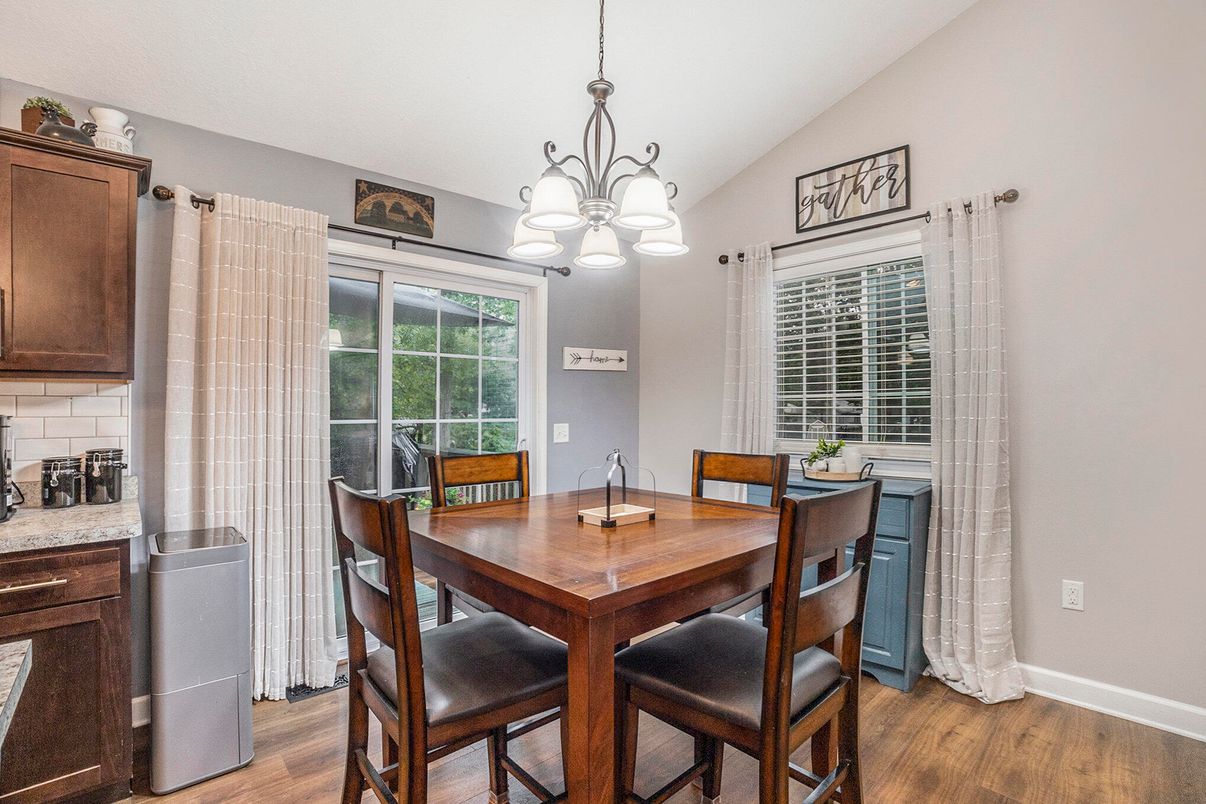 Chandelier, Dining room, Interior, Pendant Lights, Wood Texture Flooring