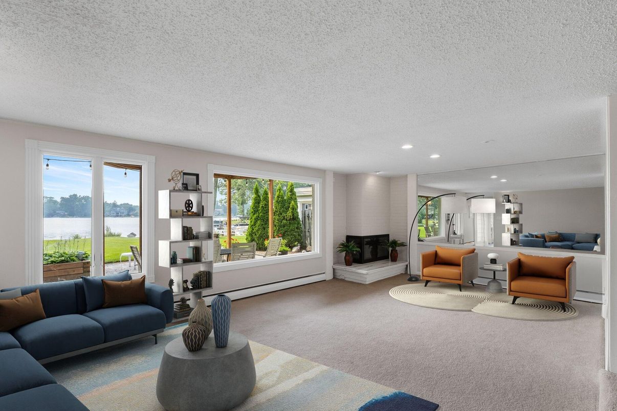 Fireplace, Interior, Living room, Recessed Lighting