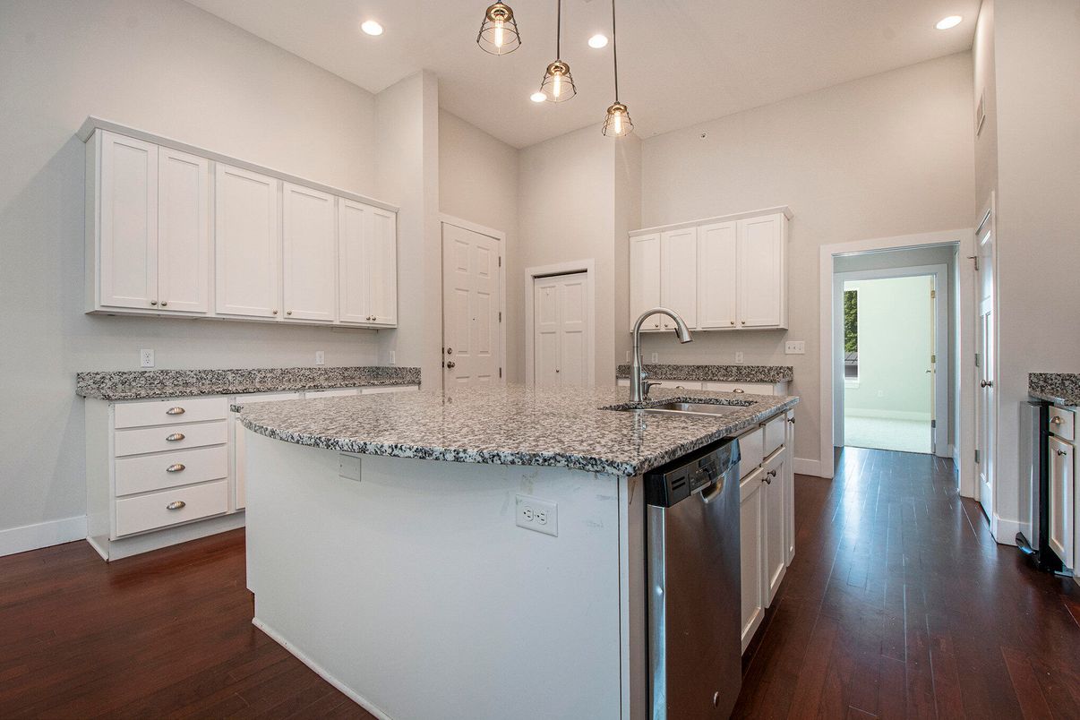 Interior, Kitchen, Pendant Lights, Recessed Lighting, Wood Texture Flooring