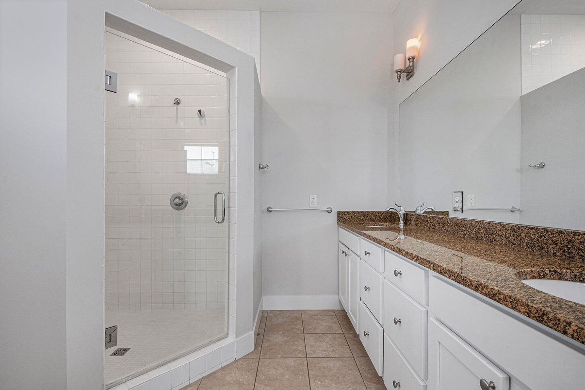 Bathroom, Dual Sink Vanities, Glass Shower, Interior