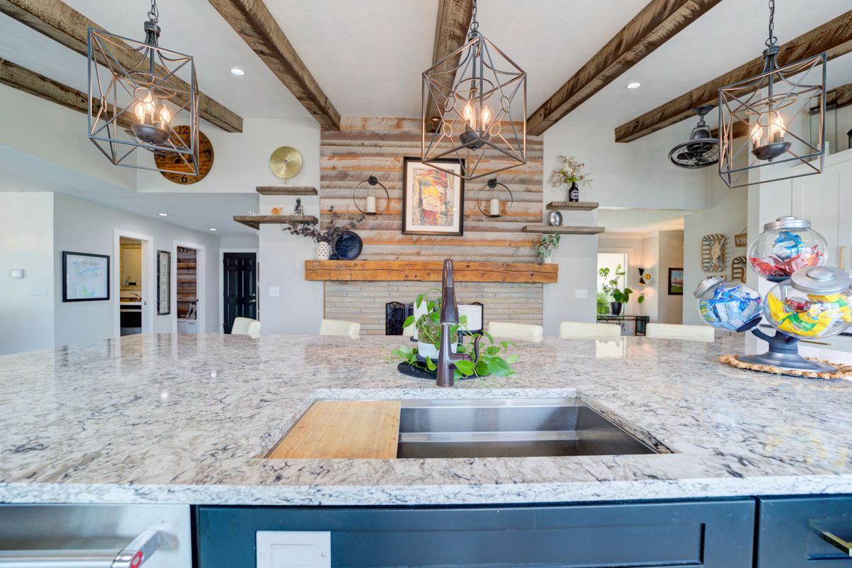 Interior, Kitchen, Pendant Lights, Recessed Lighting, Wooden Beams