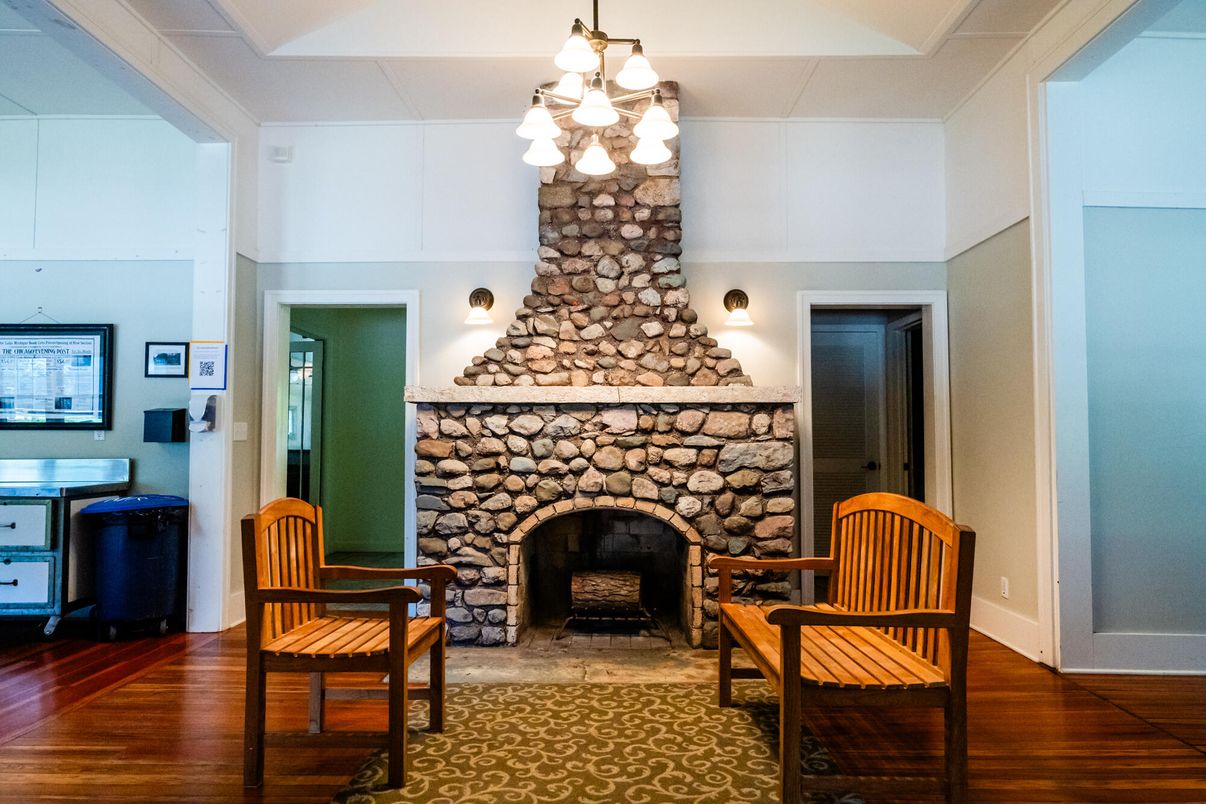 Fireplace, Interior, Pendant Lights, Wood Texture Flooring