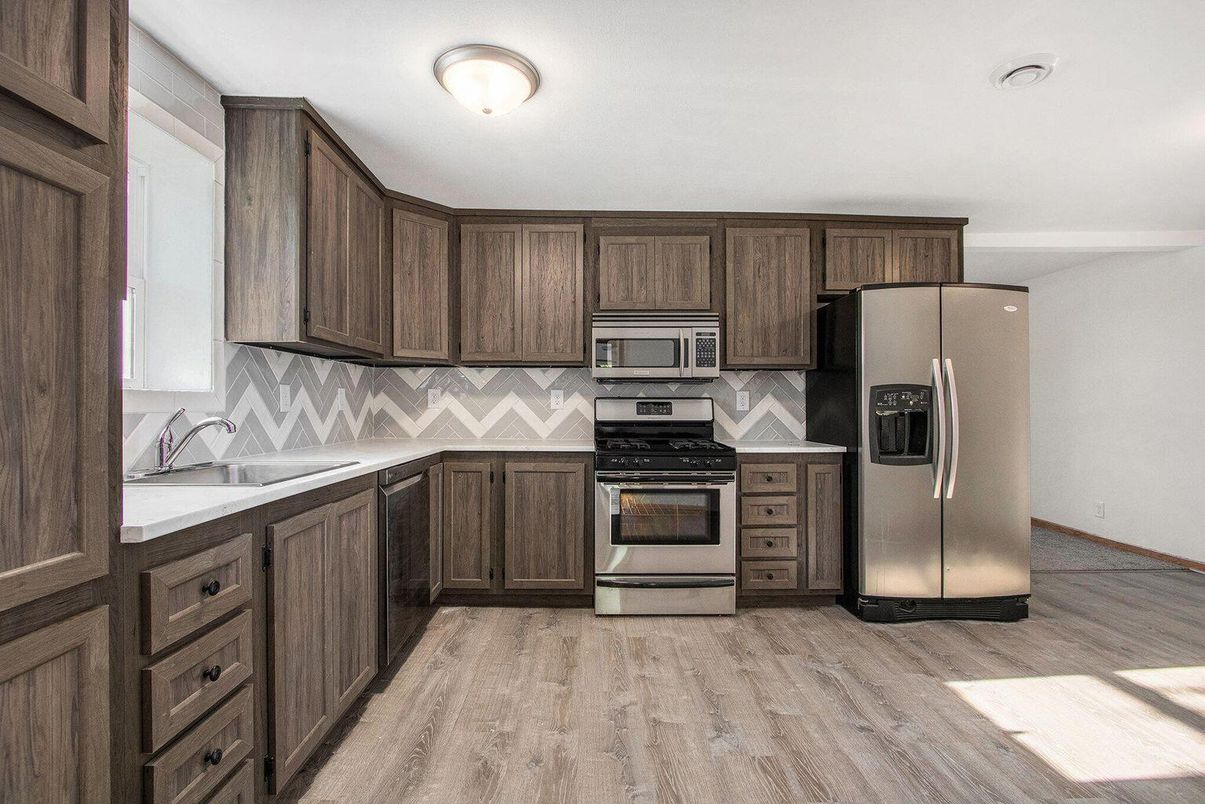 Interior, Kitchen, Stainless Steel Appliances, Wood Texture Flooring