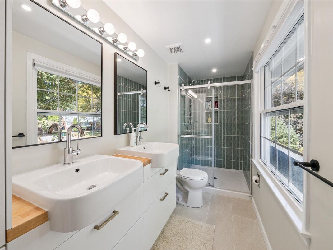 Bathroom, Dual Sink Vanities, Glass Shower, Interior, Recessed Lighting