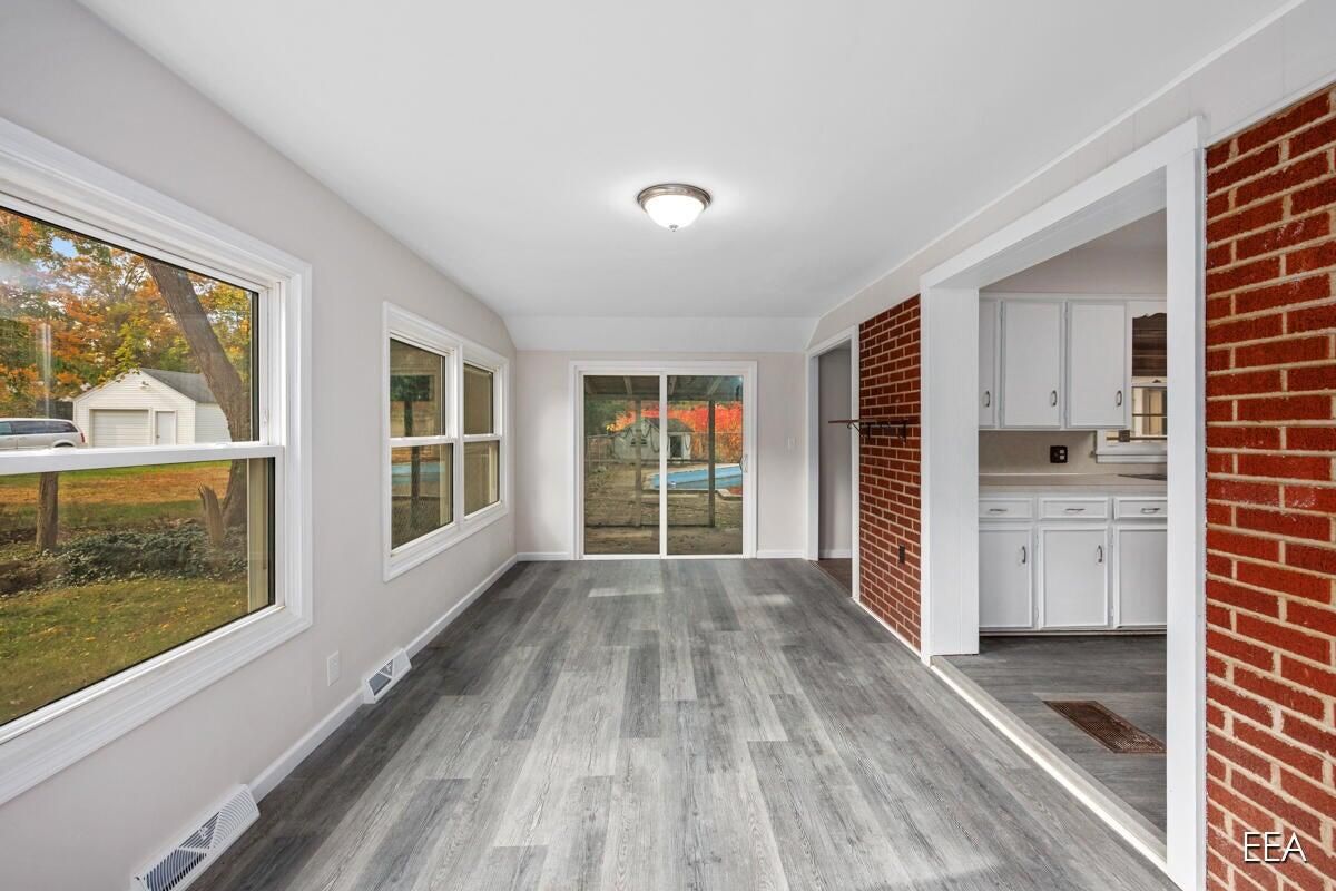 Empty room, Interior, Stone Walls, Wood Texture Flooring