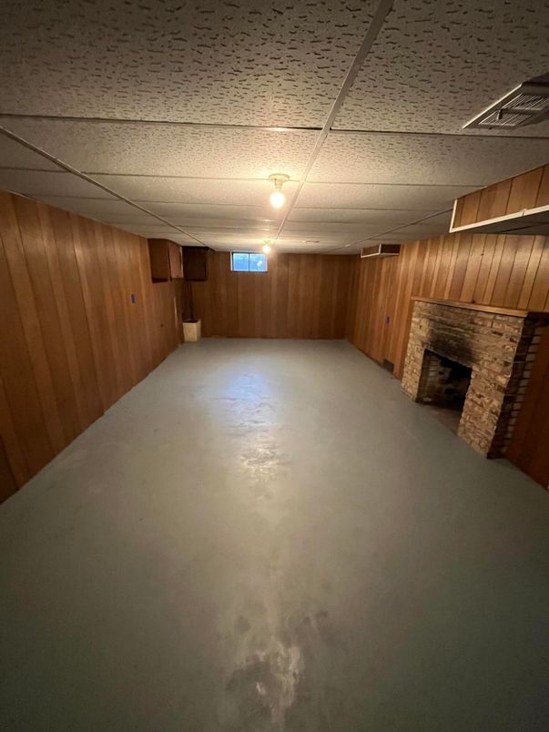 Empty room, Fireplace, Interior, Wooden Walls