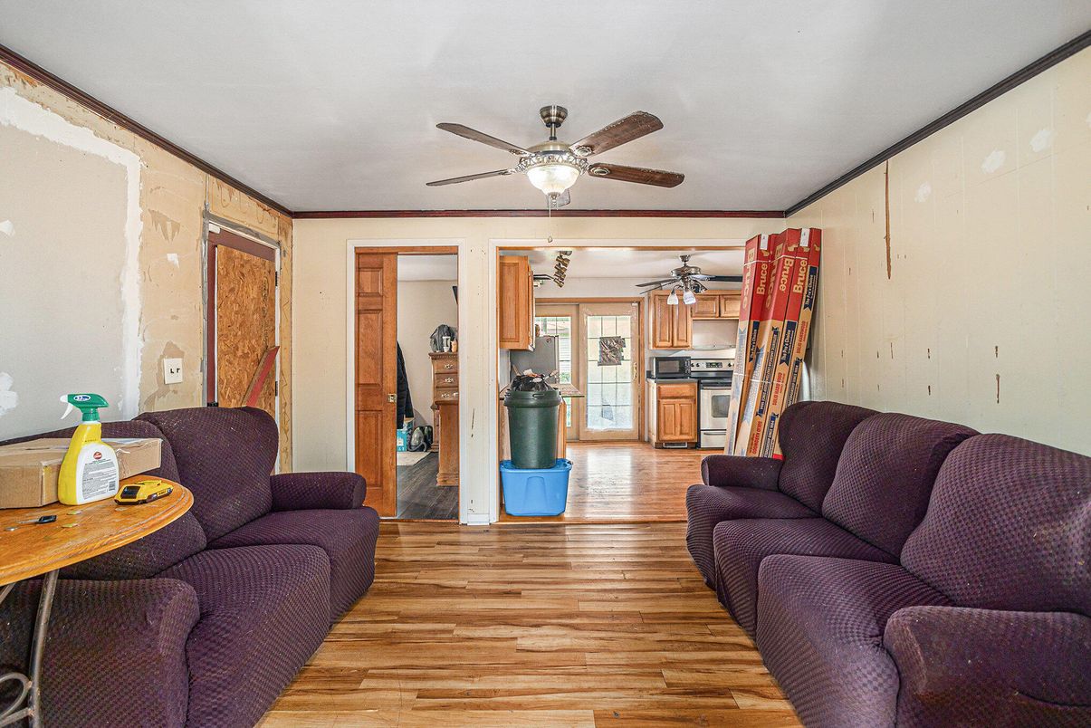 Interior, Kitchen, Living room, Stainless Steel Appliances, Wood Texture Flooring