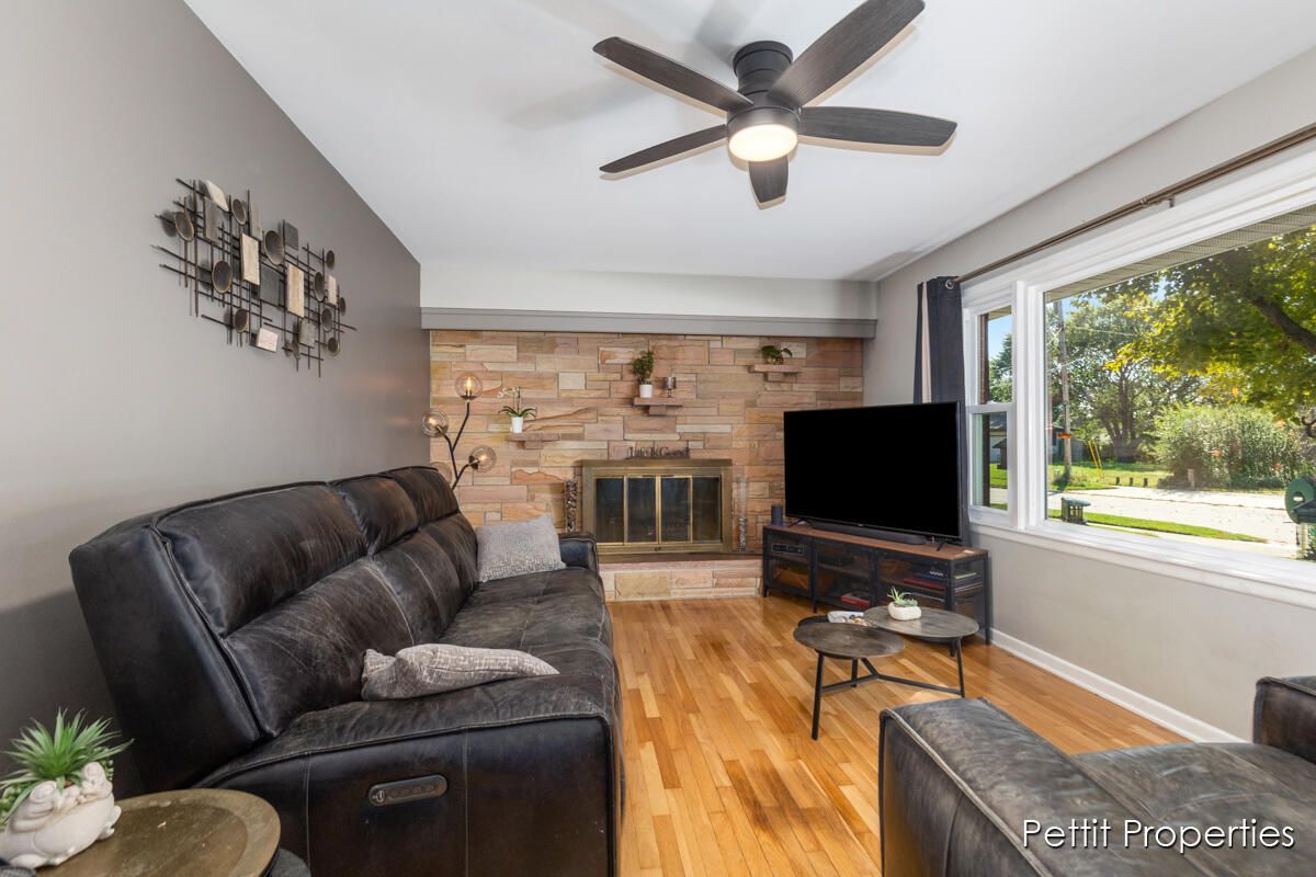 Fireplace, Interior, Living room, Stone Walls, Wood Texture Flooring