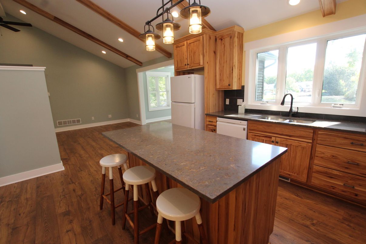 Interior, Kitchen, Recessed Lighting, Wood Texture Flooring