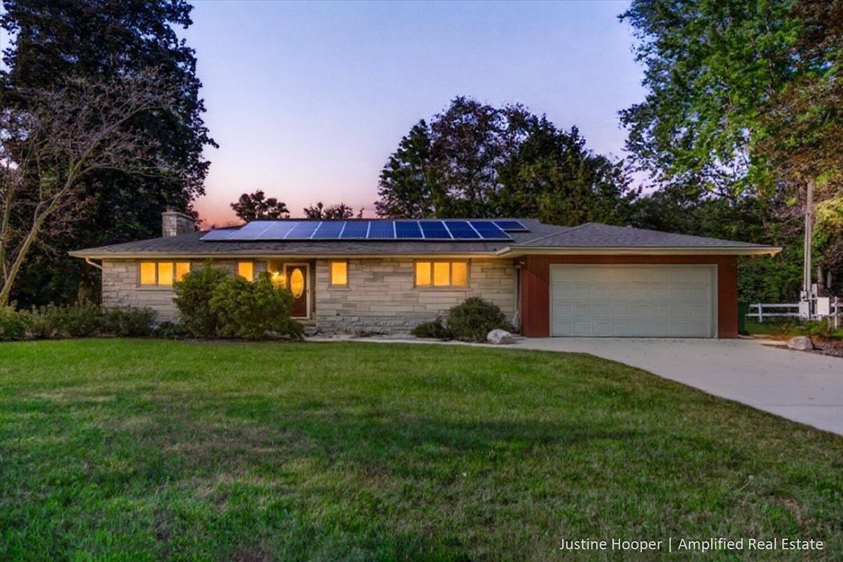 Attached, Backyard, Exterior, Facade, Solar Panels, Ranch