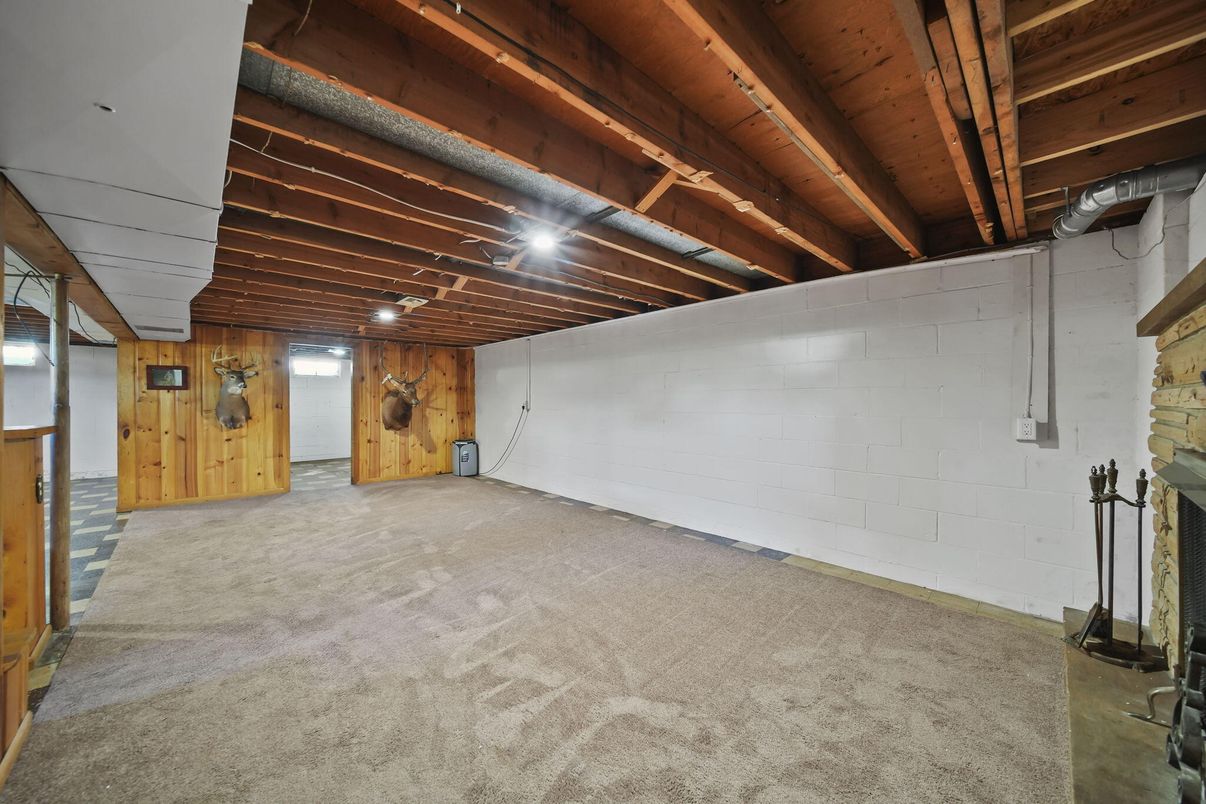 Empty room, Fireplace, Interior, Wooden Beams, Wooden Ceilings, Wooden Walls