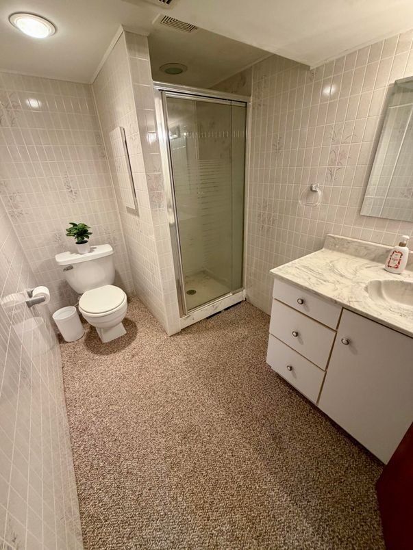 Bathroom, Glass Shower, Interior, Recessed Lighting