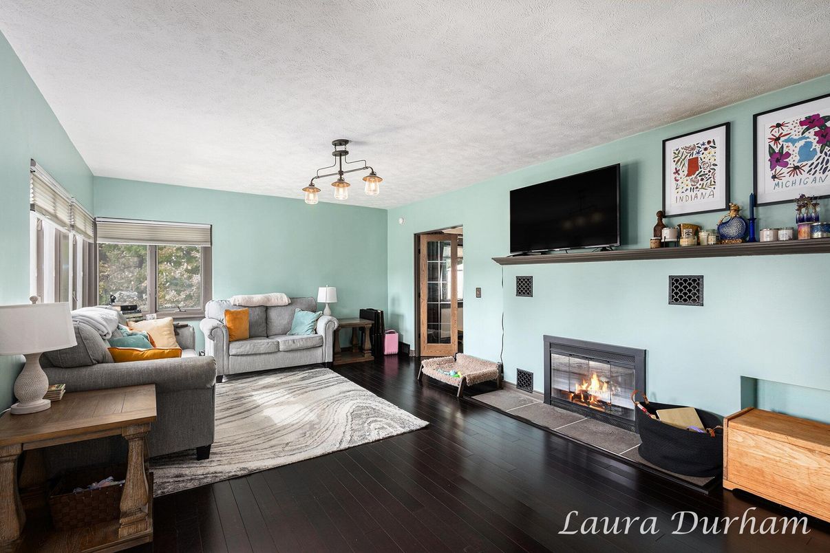 Fireplace, Interior, Living room, Wood Texture Flooring