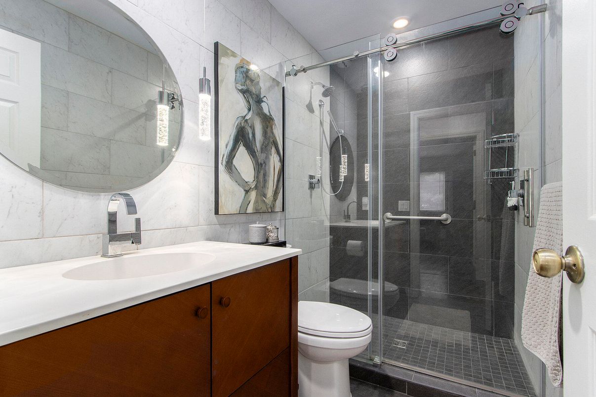 Bathroom, Glass Shower, Interior, Recessed Lighting