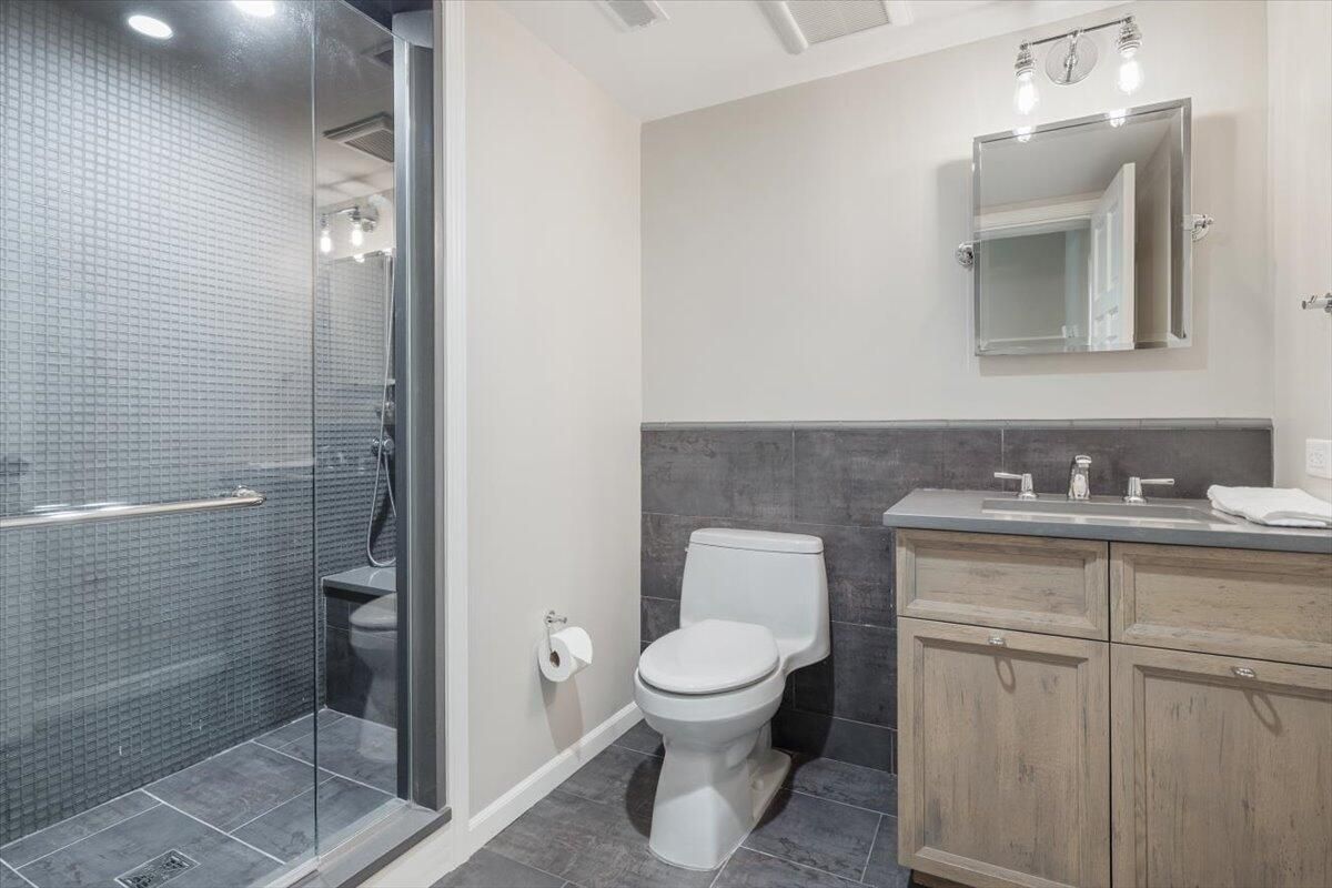 Bathroom, Glass Shower, Interior, Recessed Lighting