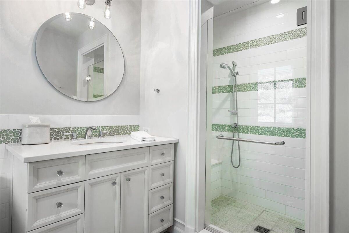 Bathroom, Glass Shower, Interior, Recessed Lighting