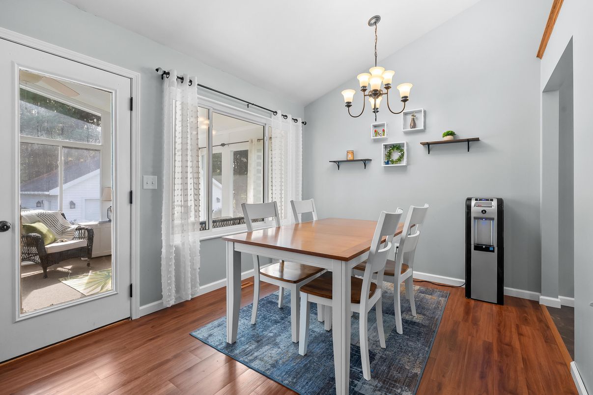 Chandelier, Dining room, Interior, Wood Texture Flooring