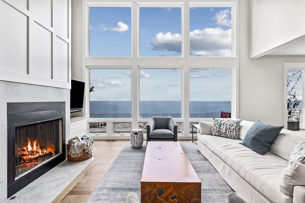 Fireplace, Interior, Living room, Water, Wood Texture Flooring