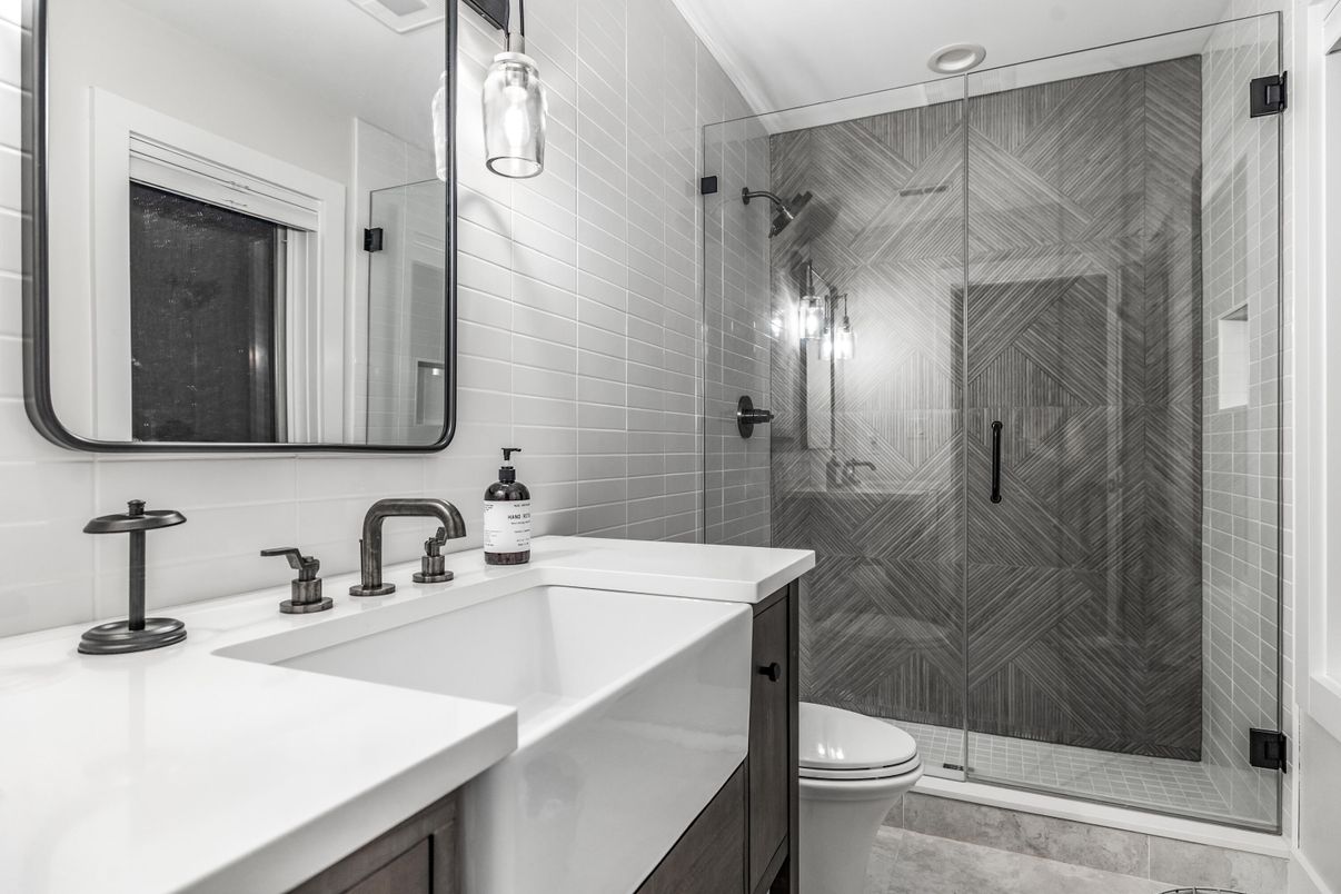 Bathroom, Glass Shower, Interior, Recessed Lighting