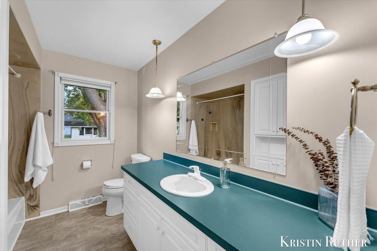 Bathroom, Glass Shower, Interior, Pendant Lights