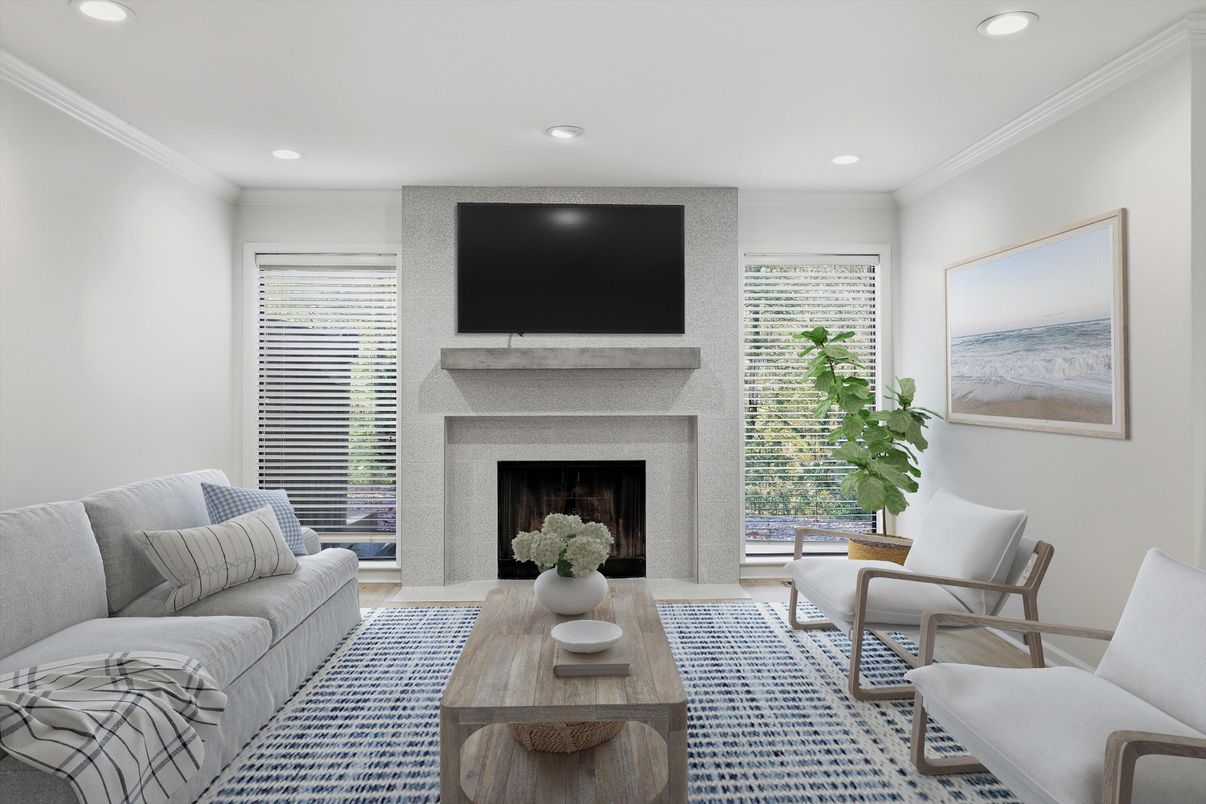 Fireplace, Interior, Living room, Recessed Lighting