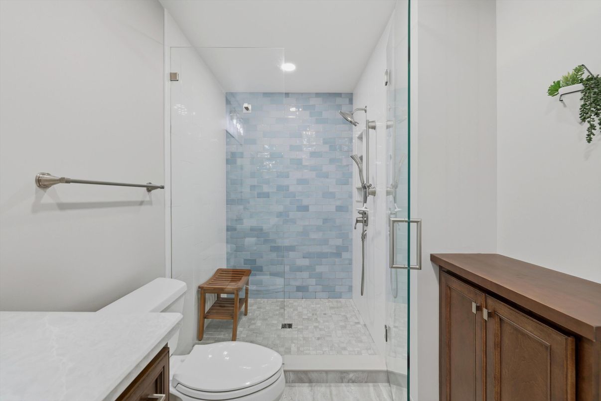 Bathroom, Glass Shower, Interior, Recessed Lighting