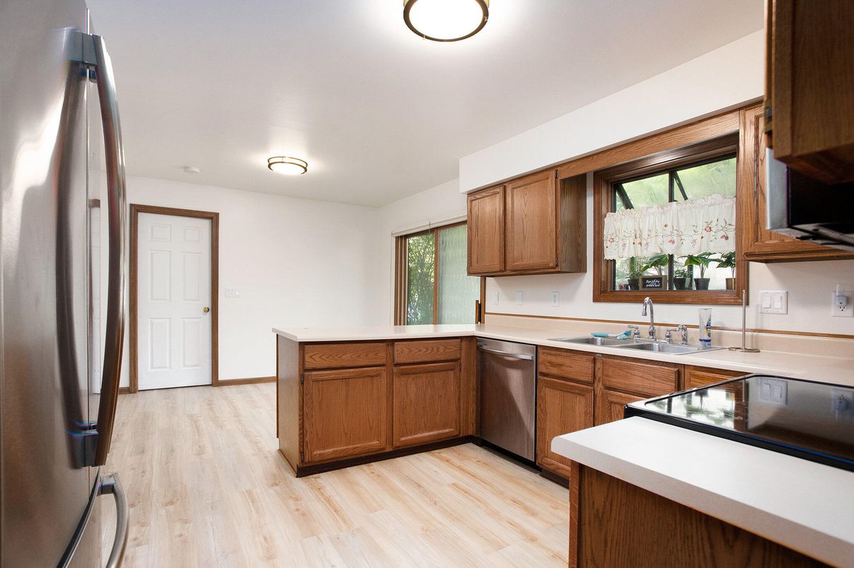 Interior, Kitchen, Wood Texture Flooring