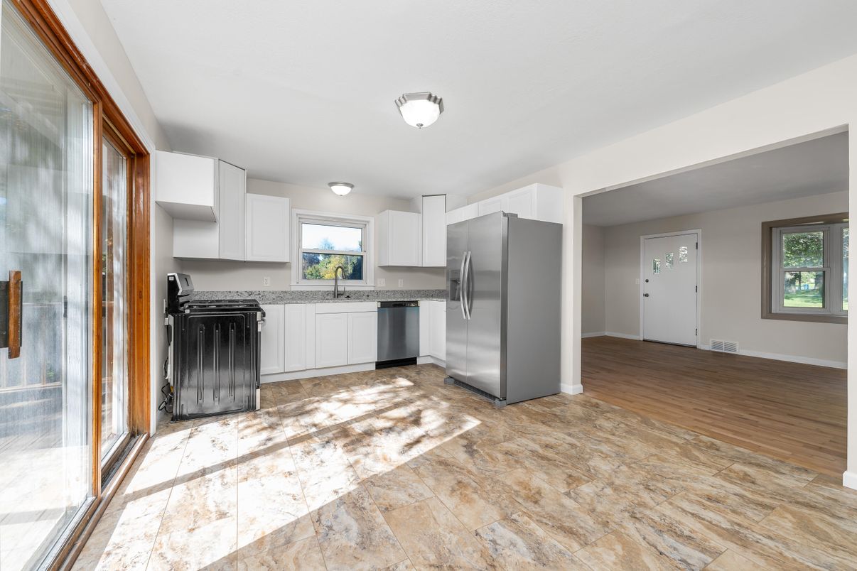 Interior, Kitchen, Stainless Steel Appliances, Wood Texture Flooring