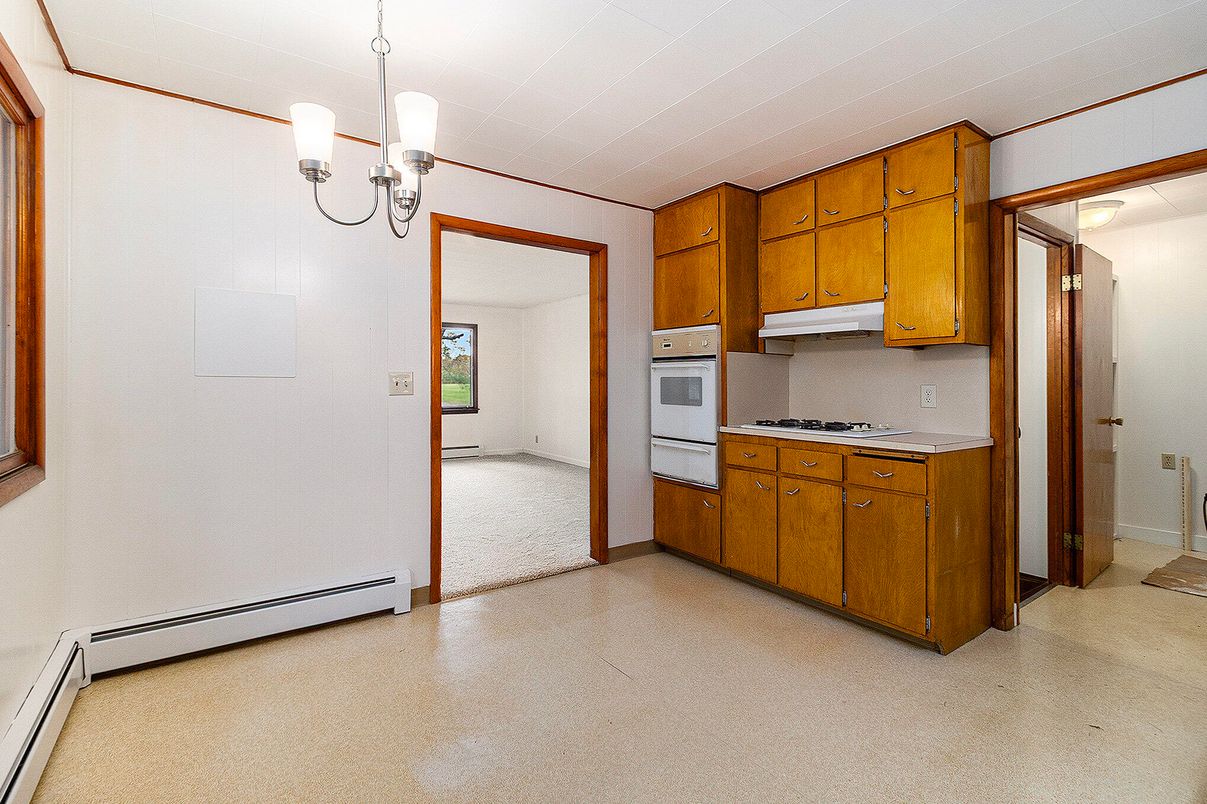 Empty room, Interior, Kitchen, Pendant Lights