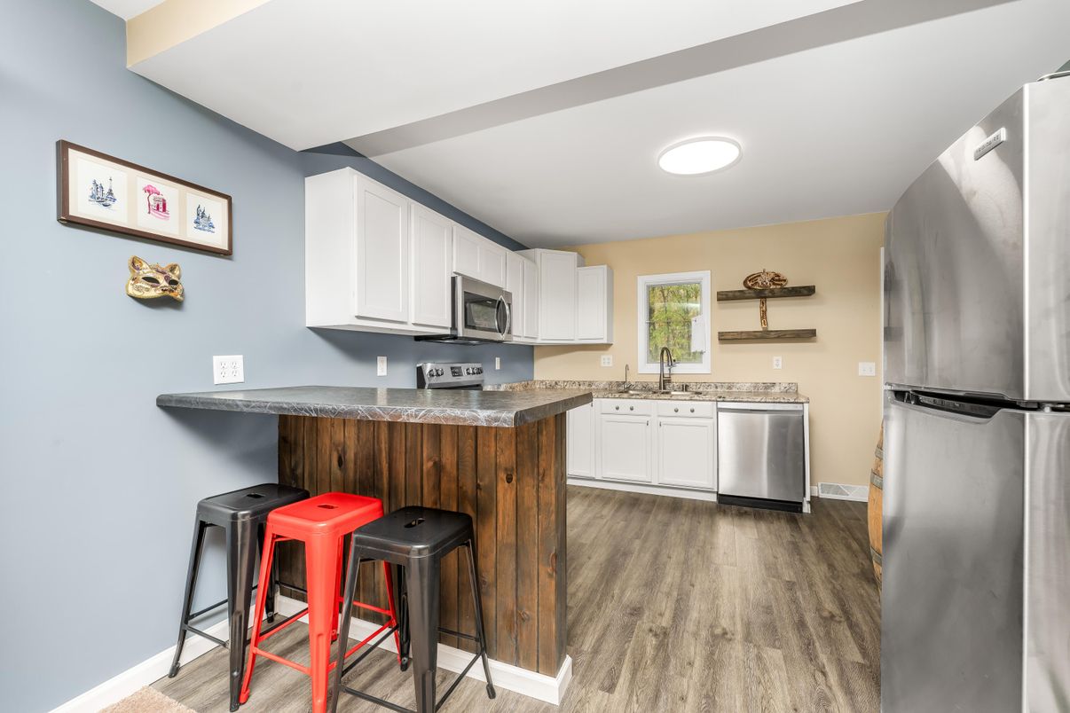 Interior, Kitchen, Recessed Lighting, Wood Texture Flooring