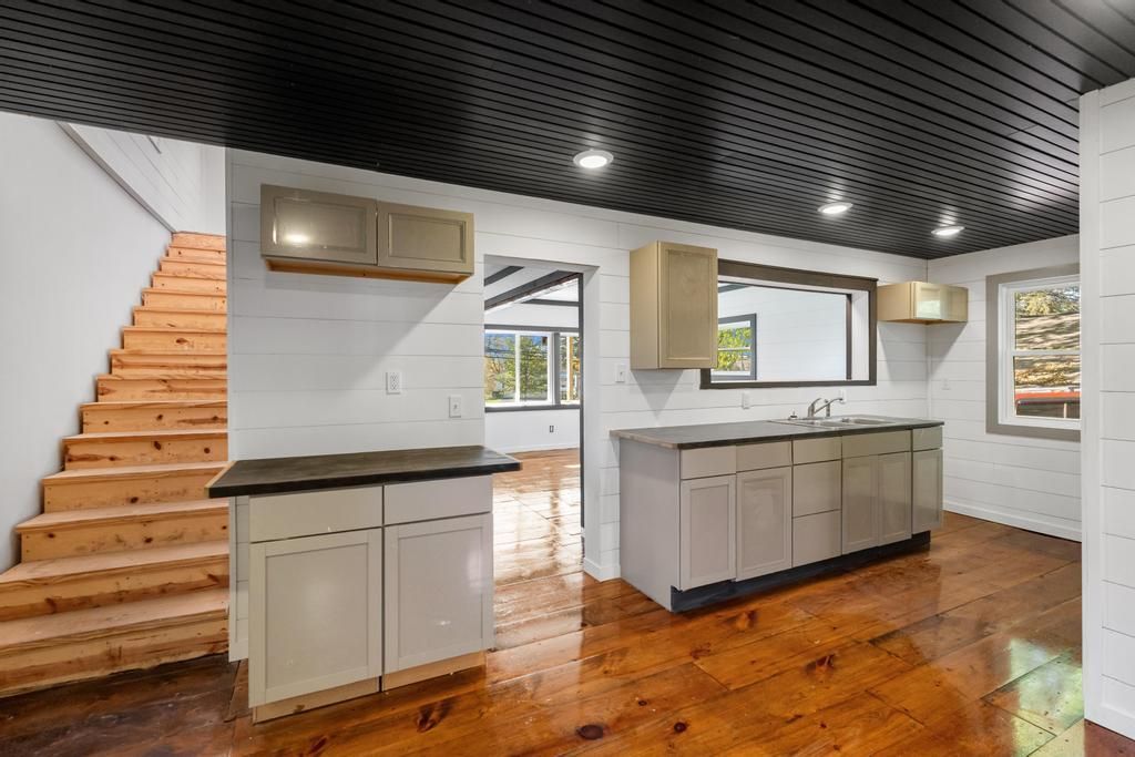 Interior, Kitchen, Recessed Lighting, Wood Texture Flooring