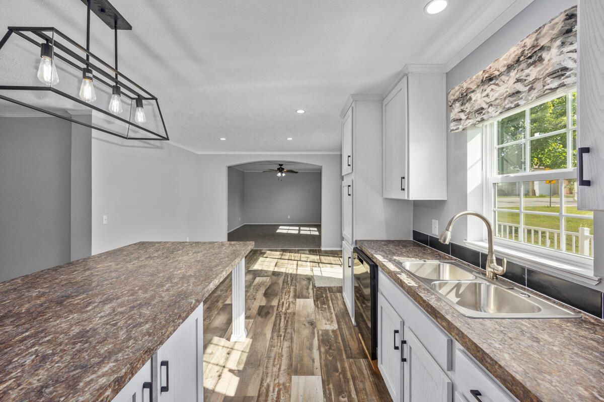Interior, Kitchen, Pendant Lights, Recessed Lighting, Wood Texture Flooring