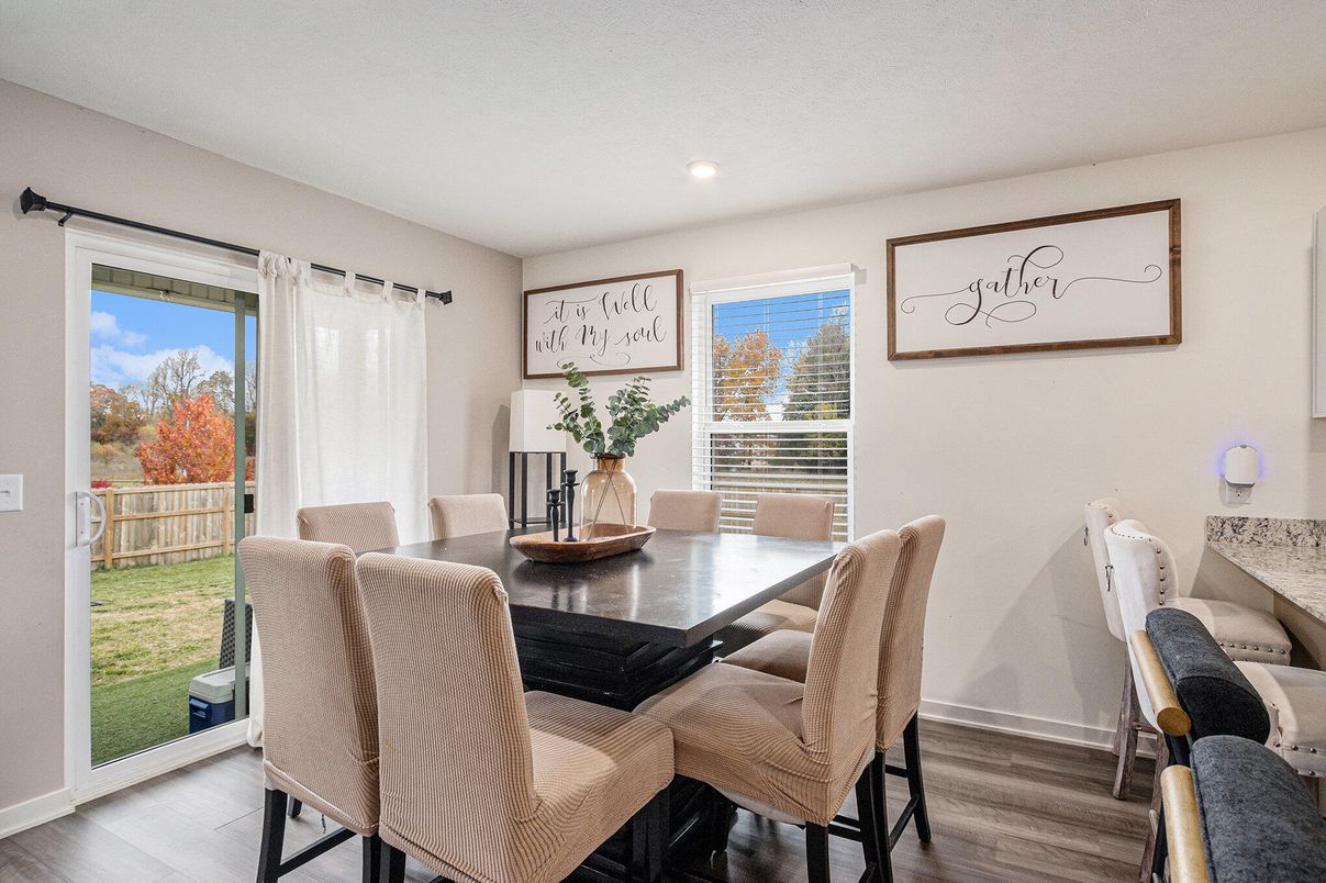 Dining room, Interior, Recessed Lighting, Wood Texture Flooring