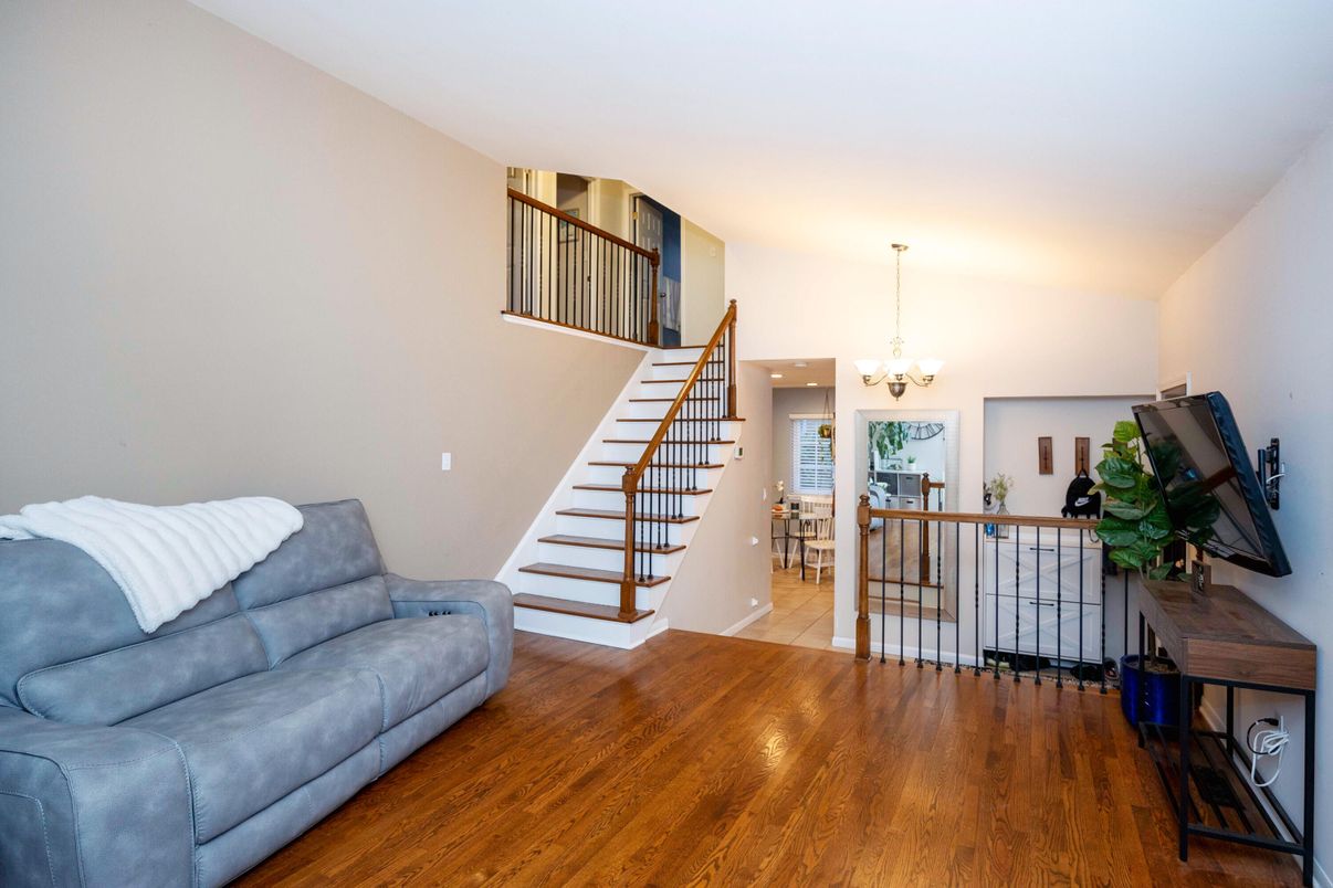 Chandelier, Interior, Kitchen, Recessed Lighting, Wood Texture Flooring