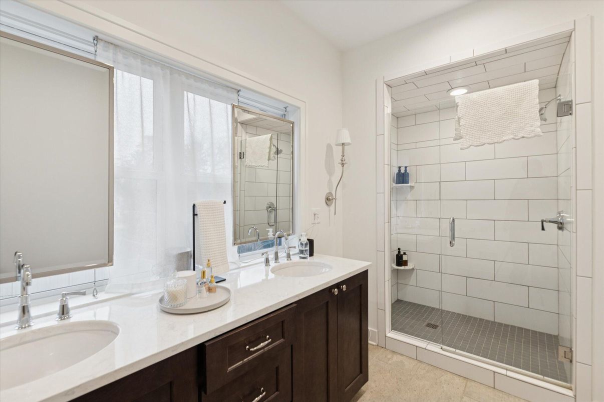 Bathroom, Dual Sink Vanities, Glass Shower, Interior