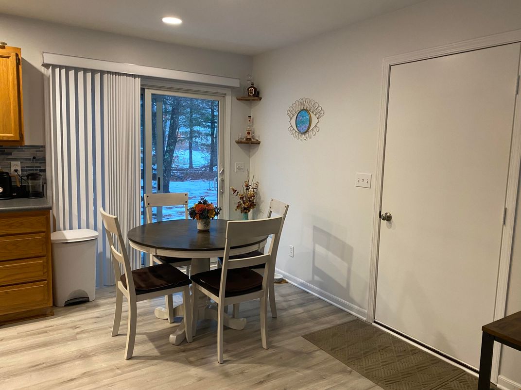 Dining room, Interior, Recessed Lighting, Wood Texture Flooring