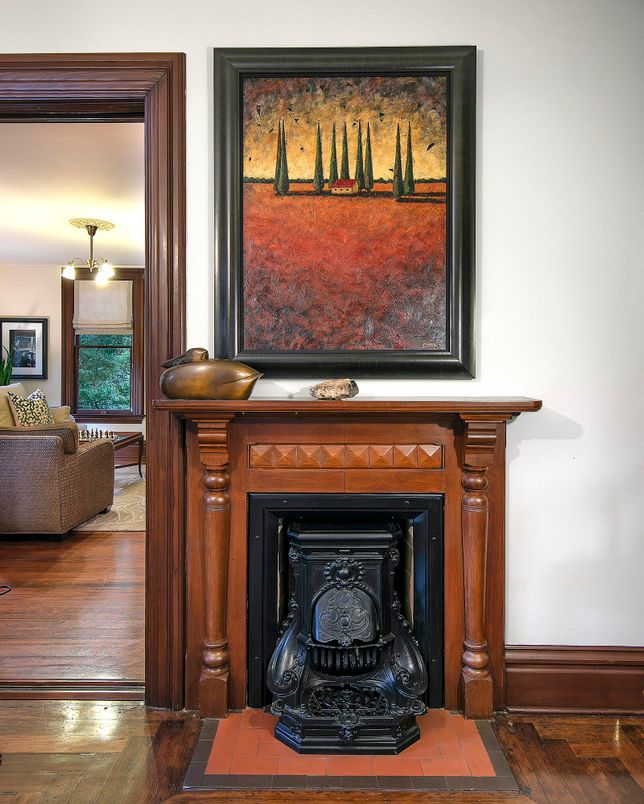 Fireplace, Interior, Wood Texture Flooring