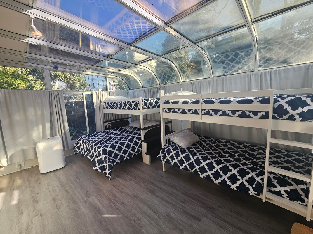 Bedroom, Glass Ceilings, Interior, Sun Room, Wood Texture Flooring